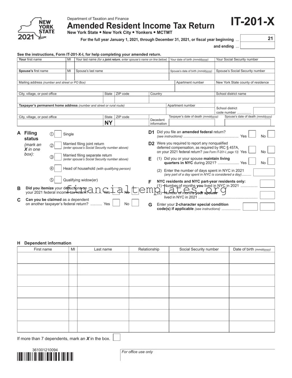 Blank It 201X Tax PDF Form ️(07)