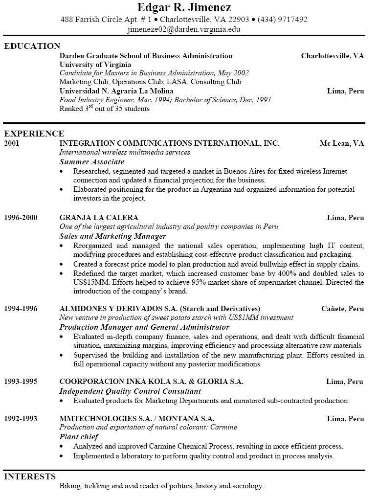 good resume for MBA - Examples Of Good Resumes That Get Jobs