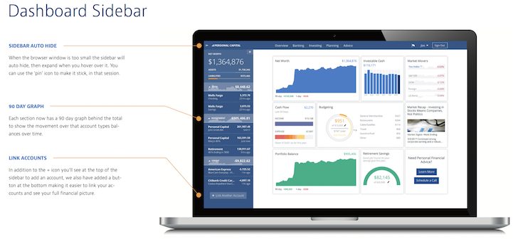 Personal Capital Sidebar - Personal Capital New Dashboard Features 