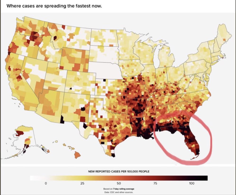 covid cases spreading in the south