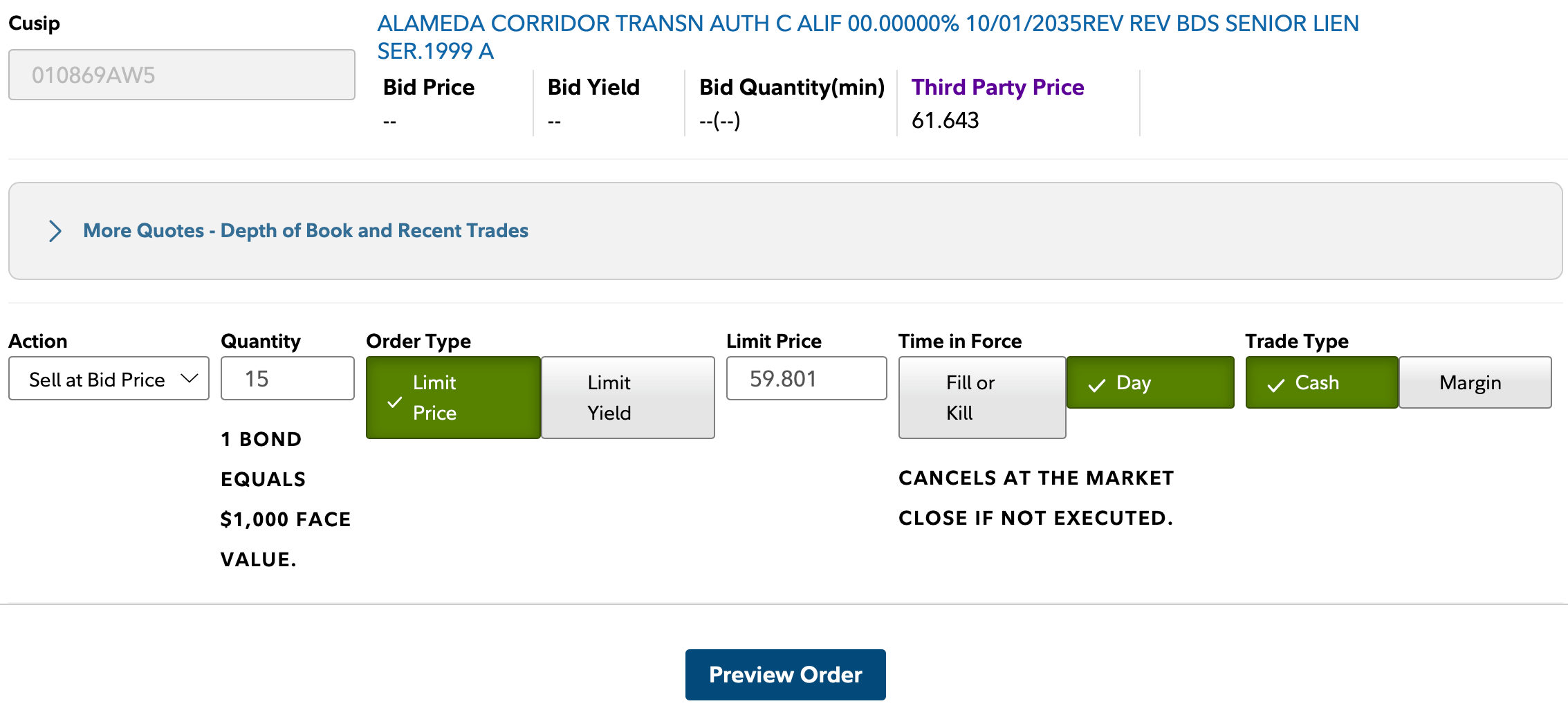huge bid ask spread for selling a municipal bond