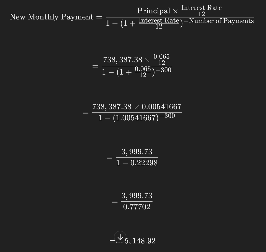 Mortgage recast example - Mortgage recasting formula