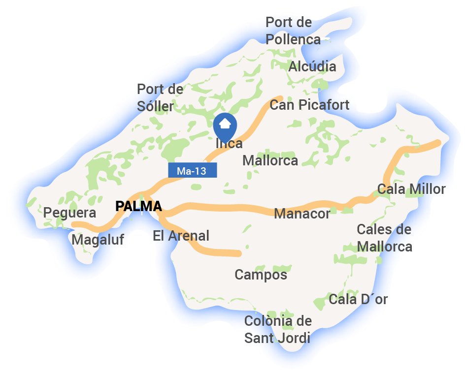 Inca Mallorca Karte Finca "S'Ermita" nahe Inca für 4 Personen zum mieten auf Mallorca