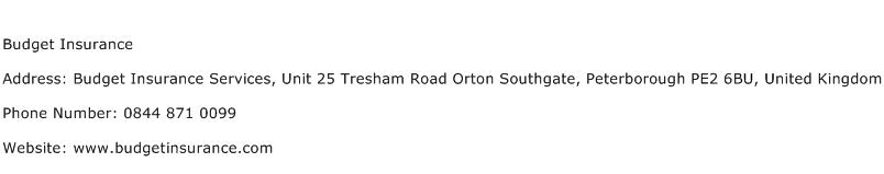 Budget Insurance Address, Contact Number of Budget Insurance