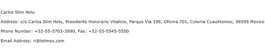 Carlos Slim Helu Address, Contact Number of Carlos Slim Helu