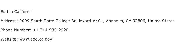 Edd in California Address, Contact Number of Edd in California