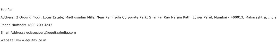 Equifax Address, Contact Number of Equifax