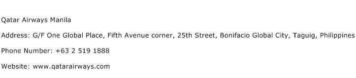 Qatar Airways Manila Address, Contact Number of Qatar Airways Manila