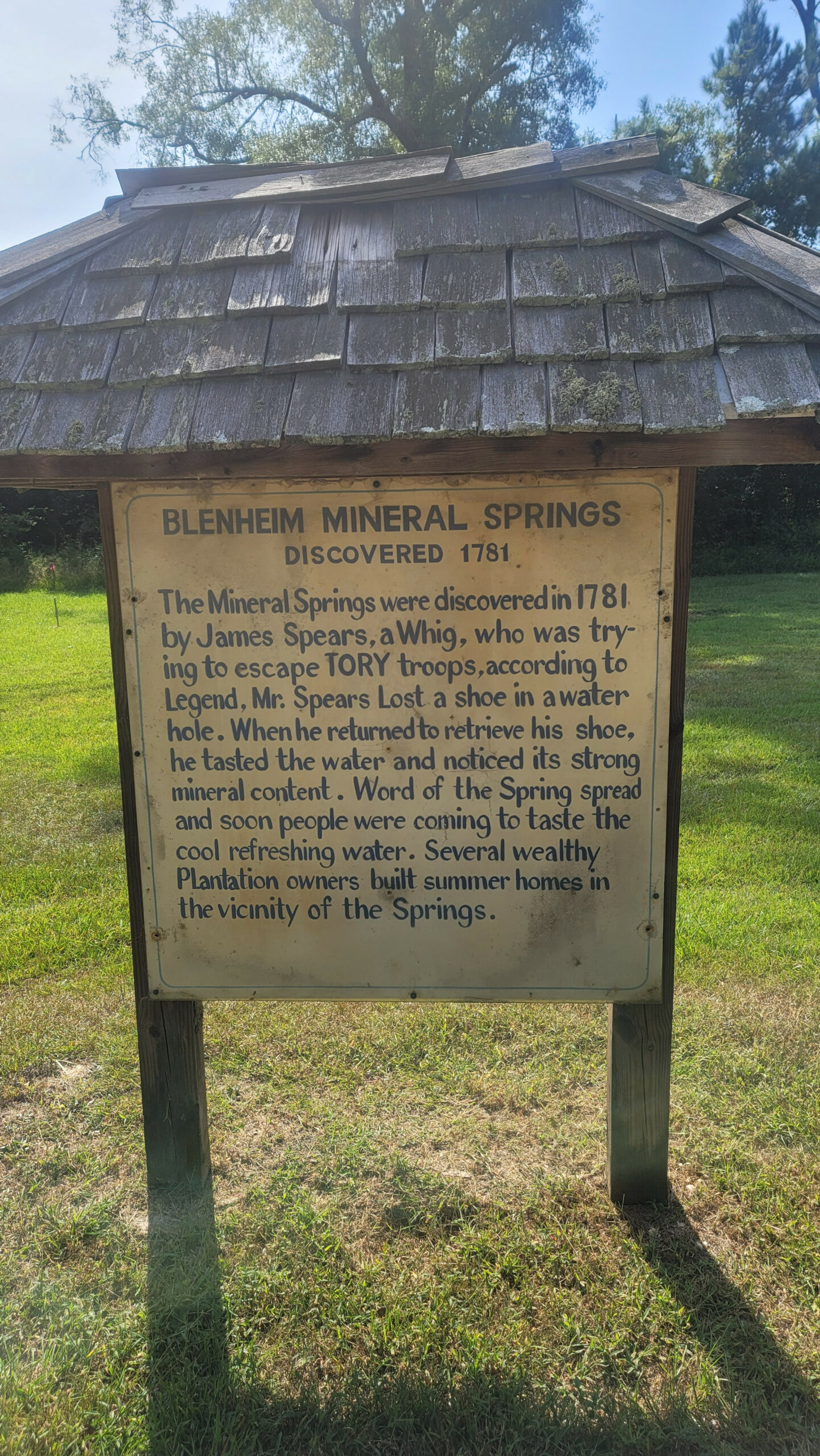 Blenheim Mineral Springs, Blenheim, South Carolina Find A Spring