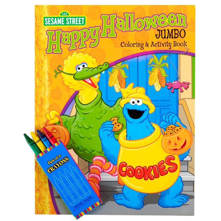 Sesame Street Halloween Jumbo Coloring Book and Crayons Set Halloween