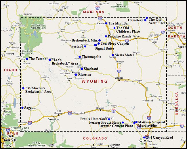 Map of Wyoming, U.S.A.