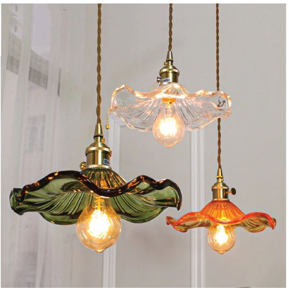 Flower Glass Pendant Lamp Glass Pendant Light Shade Brass in Sri Lanka