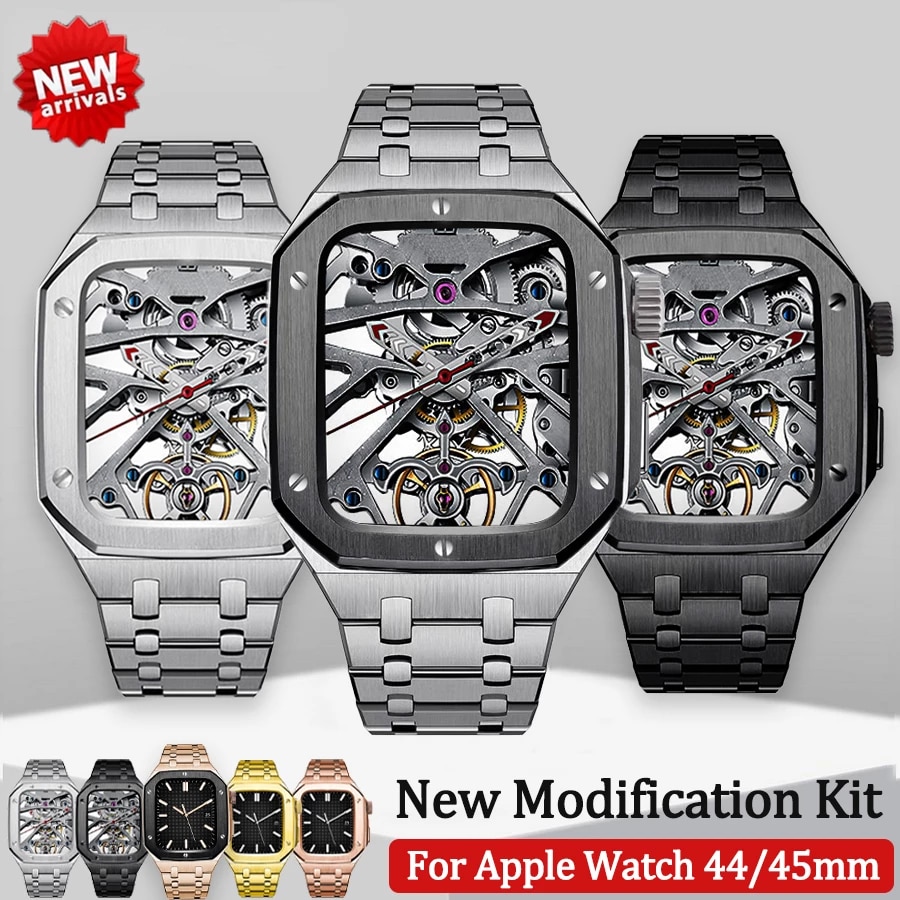 Luxury Stainless Steel Case Band For Apple Watch Series 8 45mm 7 45 For