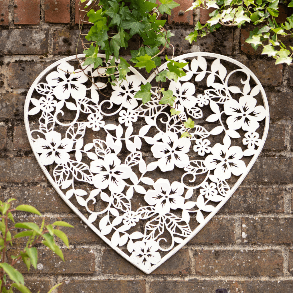 Large Decorative White Heart Metal Wall Art