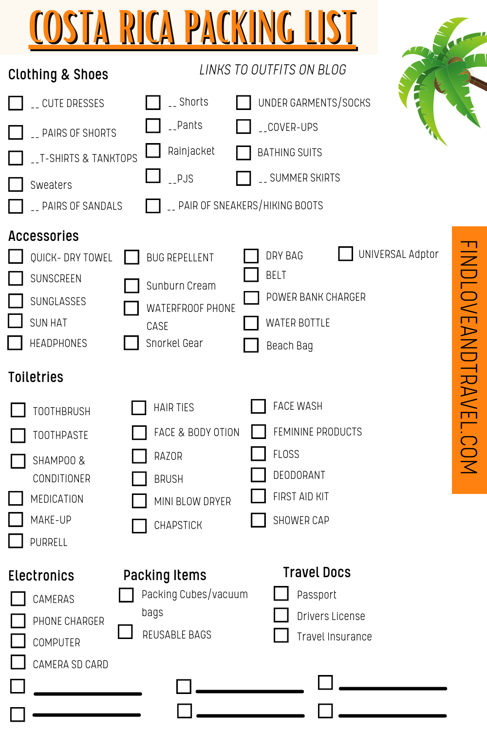Essential Costa Rica Packing List (With FREE Printable) Find Love and