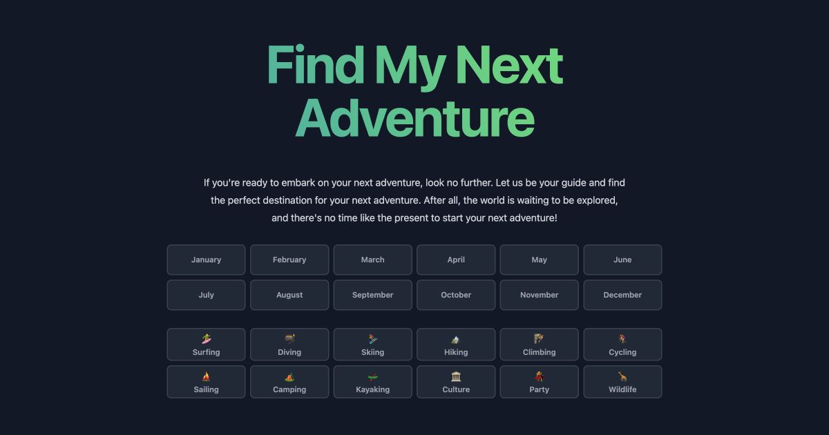Find My Next Adventure!