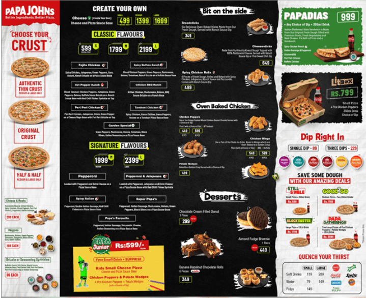 Papa John's Pizza DHA Phase 6 Lahore Menu Find Pizza Menu Pizza