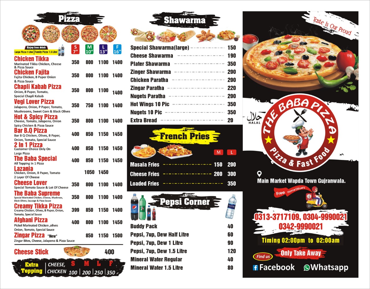 Baba Bakers Gujranwala Pizza Menu Find Pizza Menu Pizza Deals and