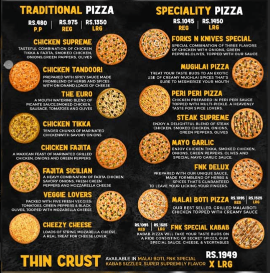 Forks n Knives Pizza Kitchen Lahore Menu Find Pizza Menu Pizza