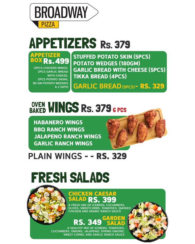 Broadway Pizza Mall Of Multan Menu Find Pizza Menu Pizza Deals and