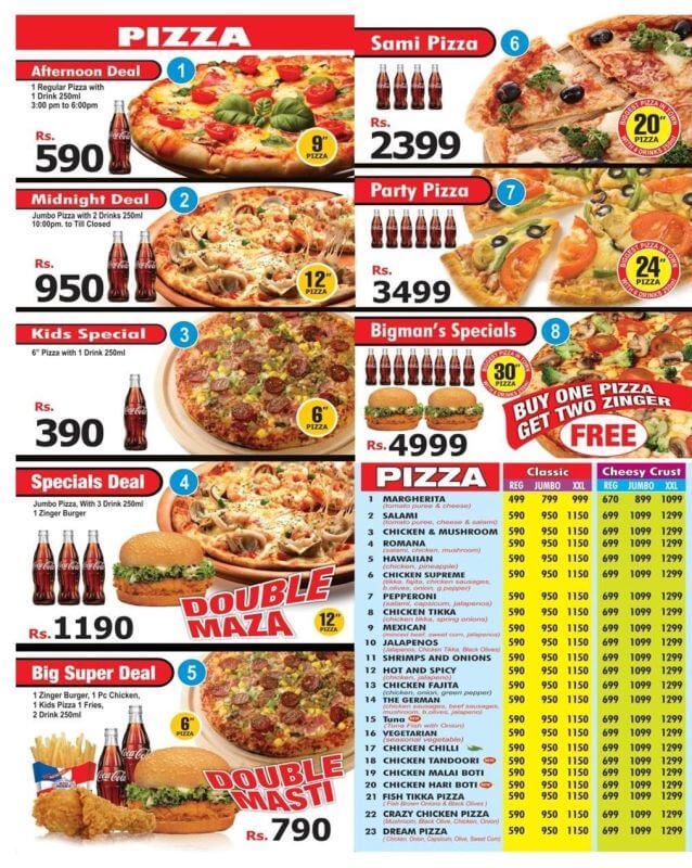 Big Man Pizza Gulshan Ravi Menu Find Pizza Menu Pizza Deals and