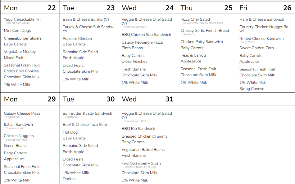 Washoe County School District Lunch Menu & Meal Info FSL