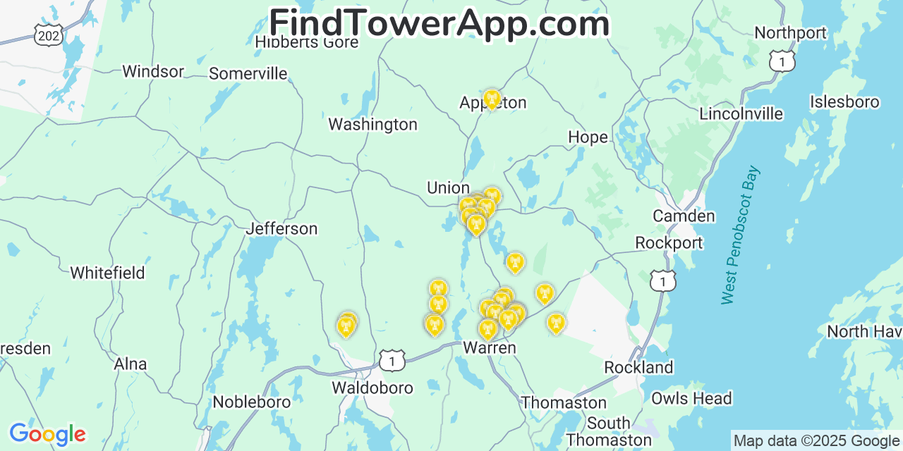 Verizon 4G/5G cell tower coverage map Union, Maine
