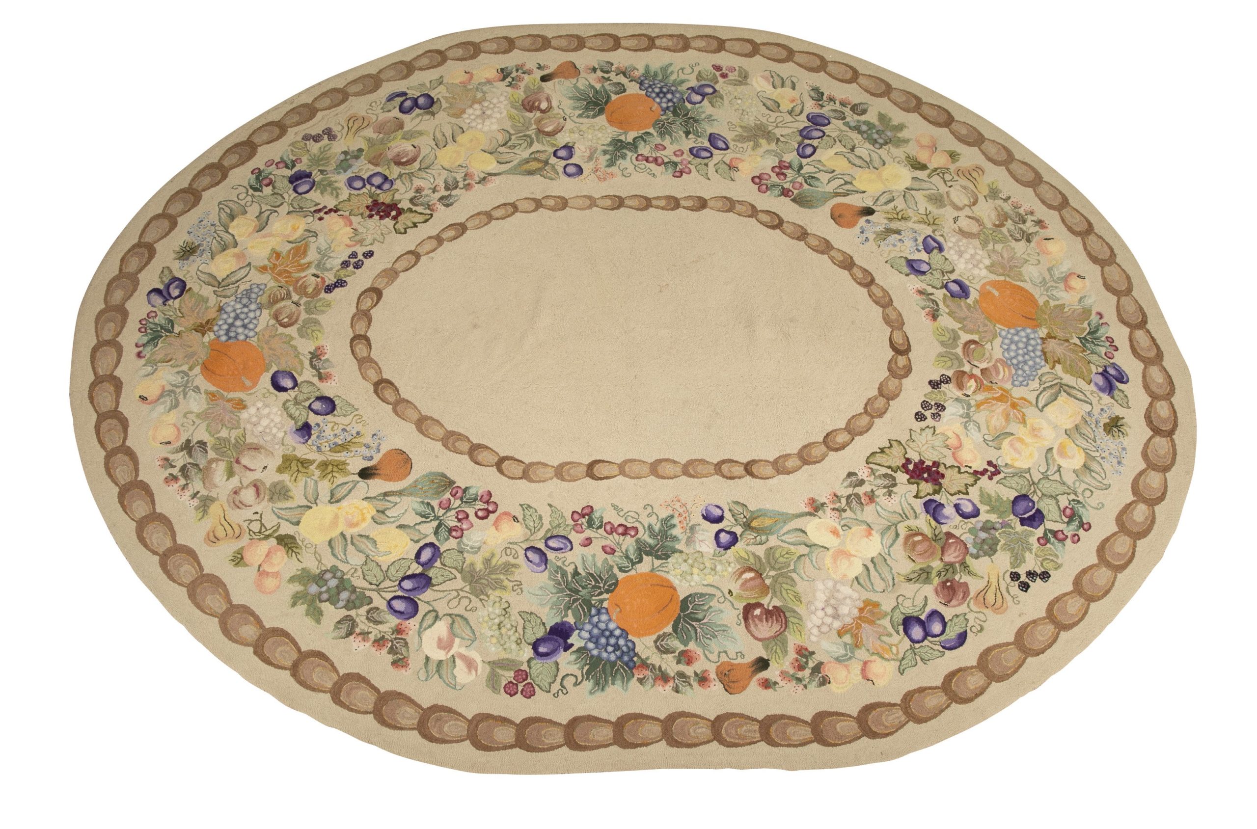 Oval Hooked Rug with Fruits & Vegetables Border Find Weatherly LLC
