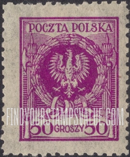 Value of polska 50 gr stamps