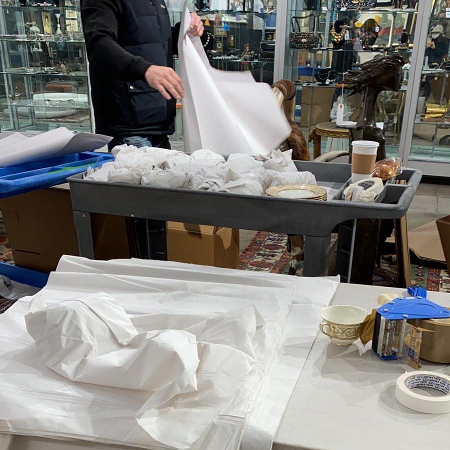 Packing Porcelain Pieces at Showplace in New York Fine Art Shippers
