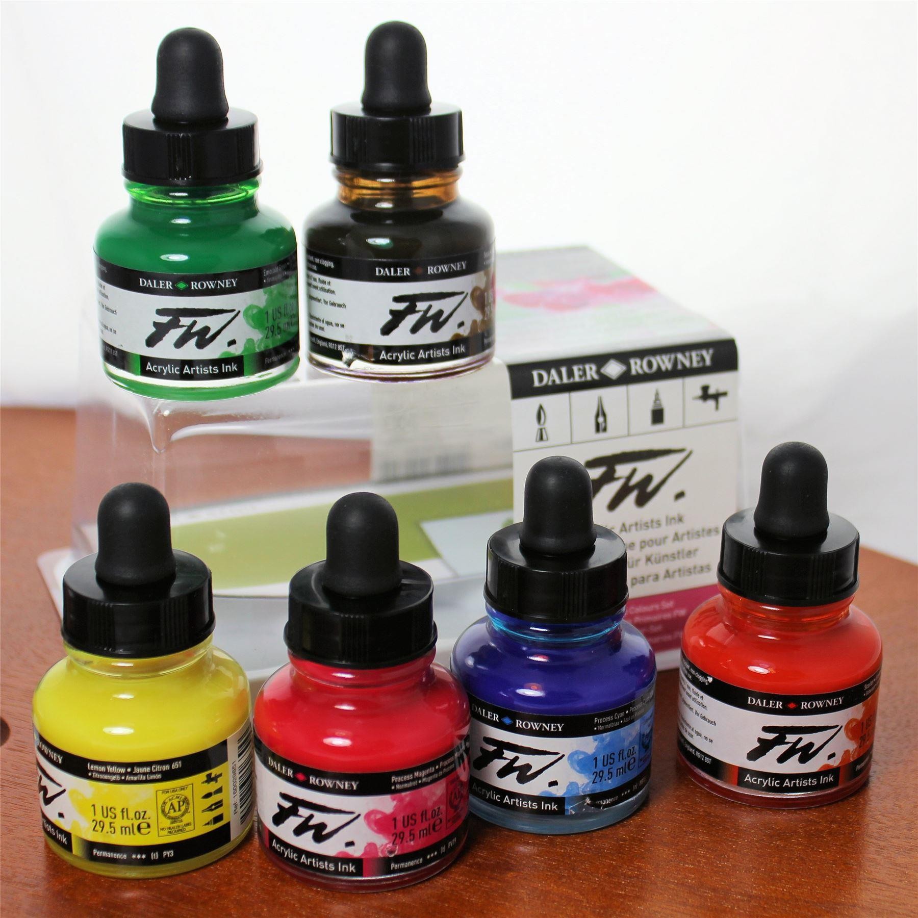 Daler Rowney FW Acrylic Inks Set Of 6 Primary Colors In Pakistan