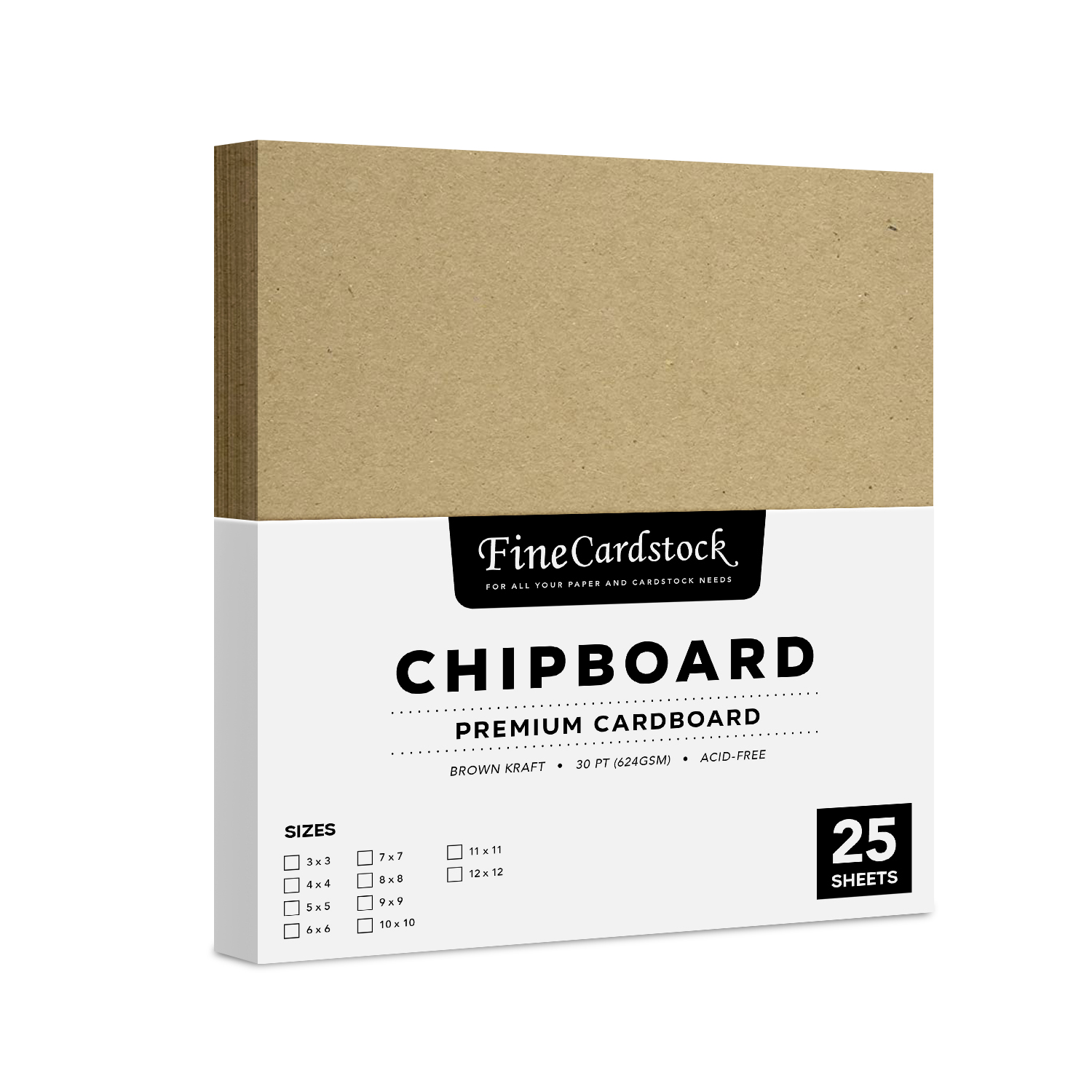 Square Brown Kraft Chipboard Bulk and Wholesale Fine Cardstock