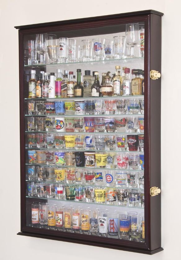 Shotglass Collector Case Mirrored Back Extra Large, Shot Glass
