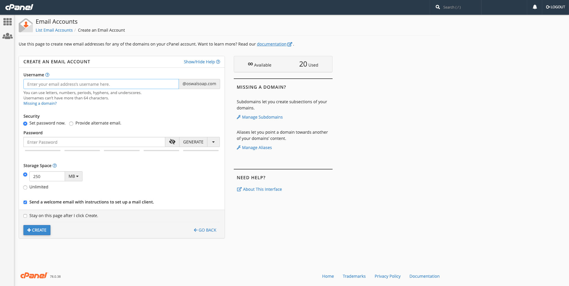 How to create email id on godaddy Hosting