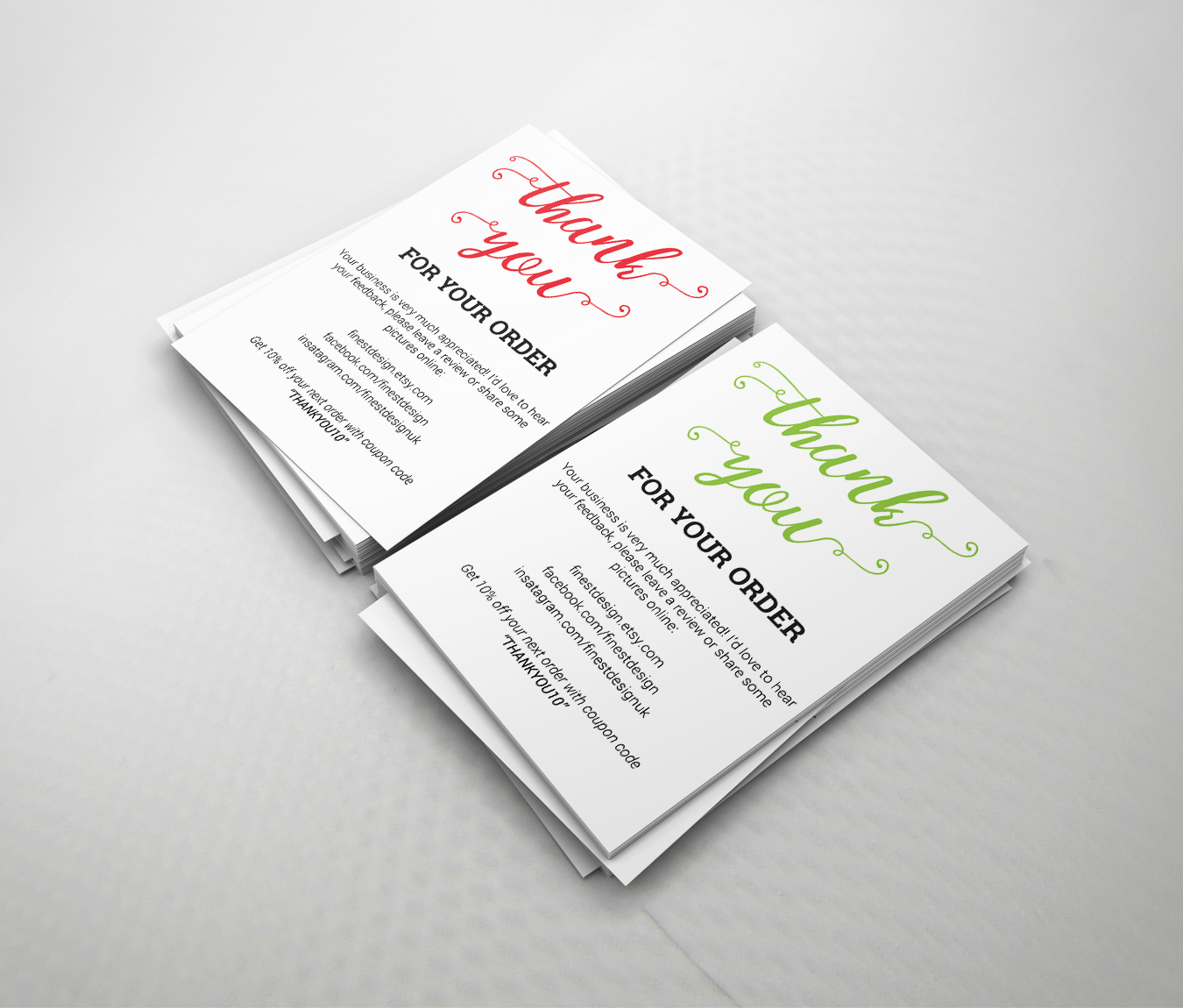 Thank You For Your Order Compliment Cards eBay / Etsy / Amazon Script