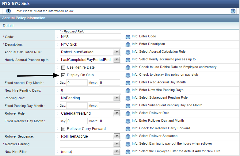 New PTO Hours Displayed on Printed Pay Stub Fingercheck
