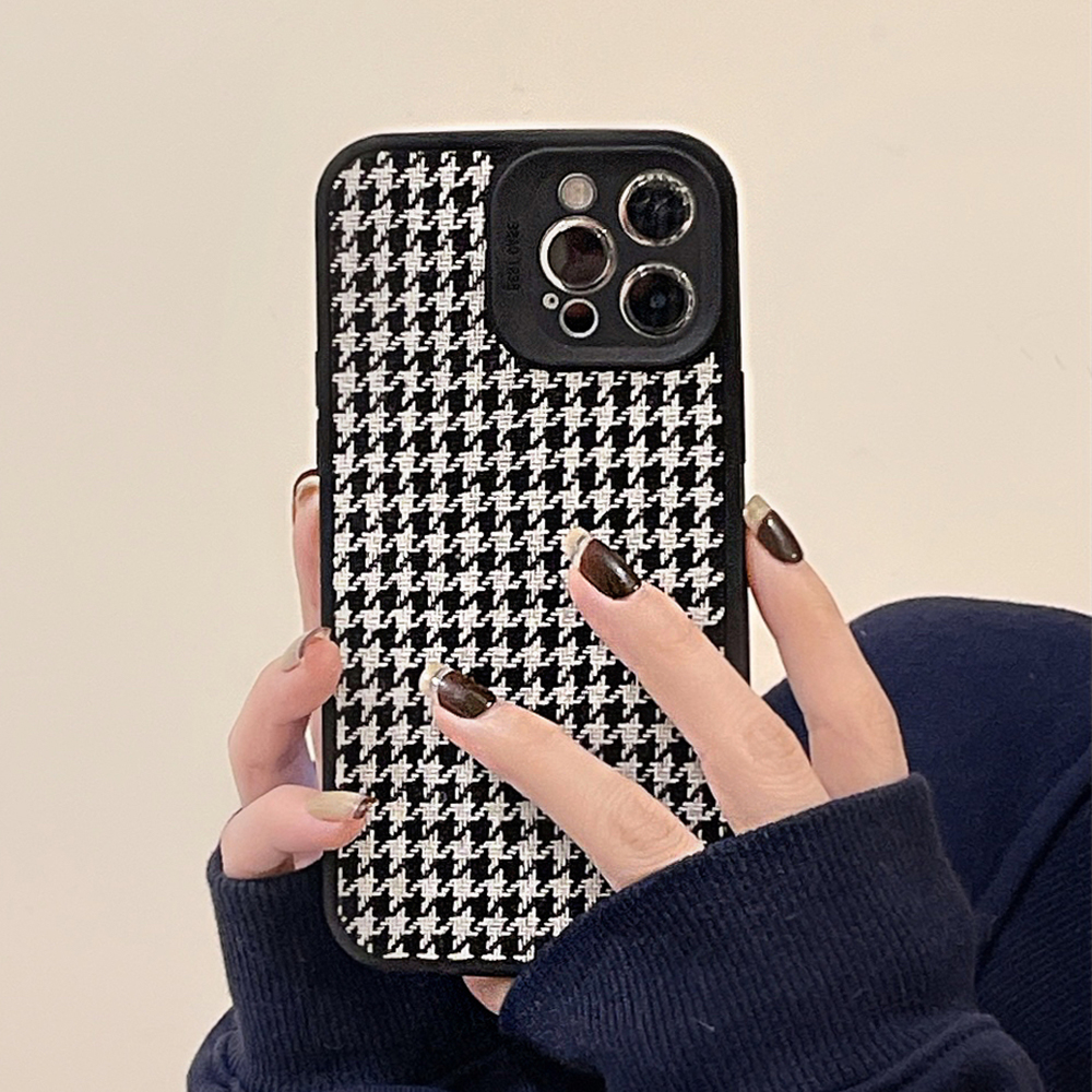 Houndstooth Embroidery iPhone Case FinishifyStore