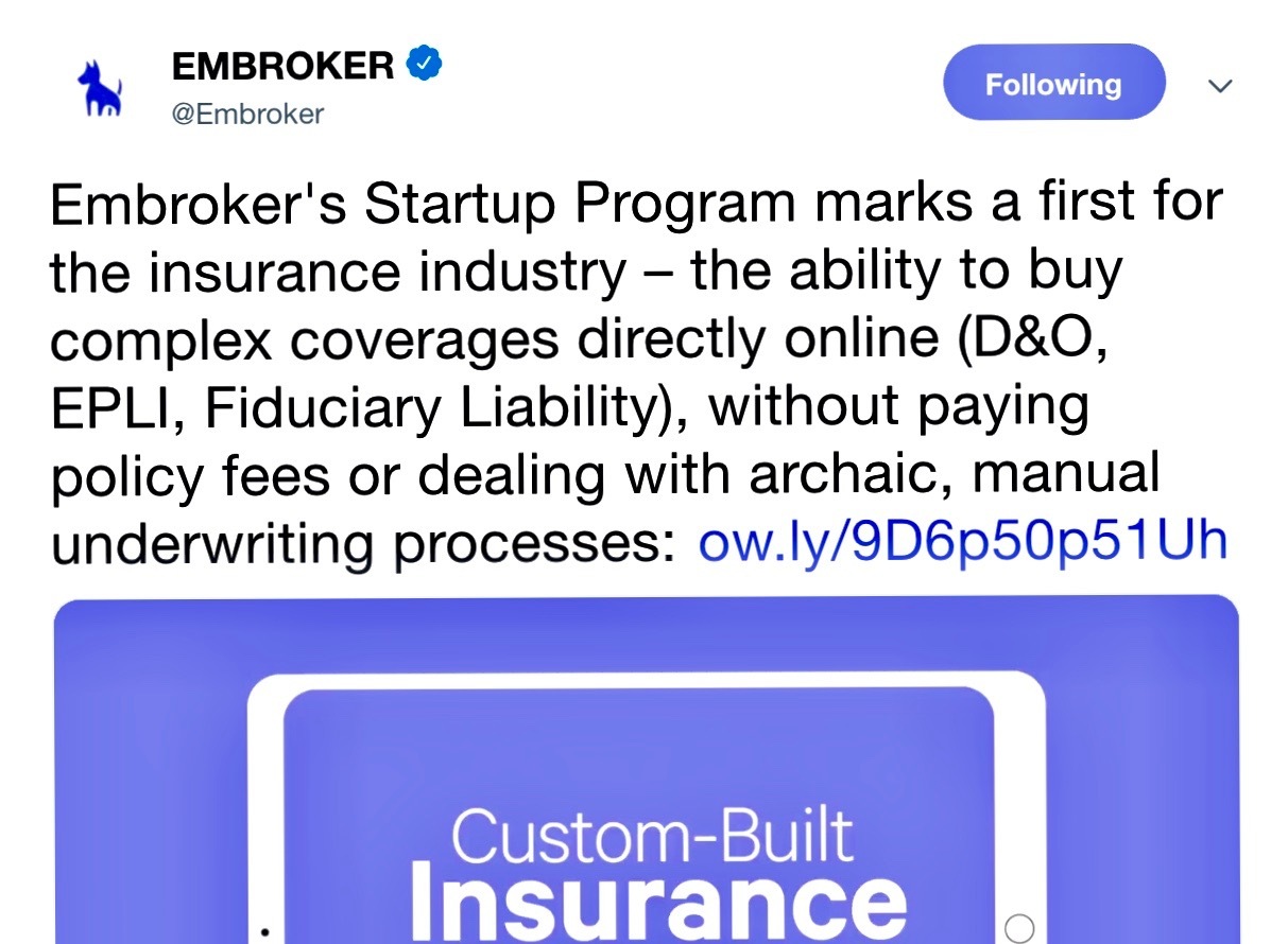 Embroker Raises 28m SeriesB from Tola Capital FinTech Collective