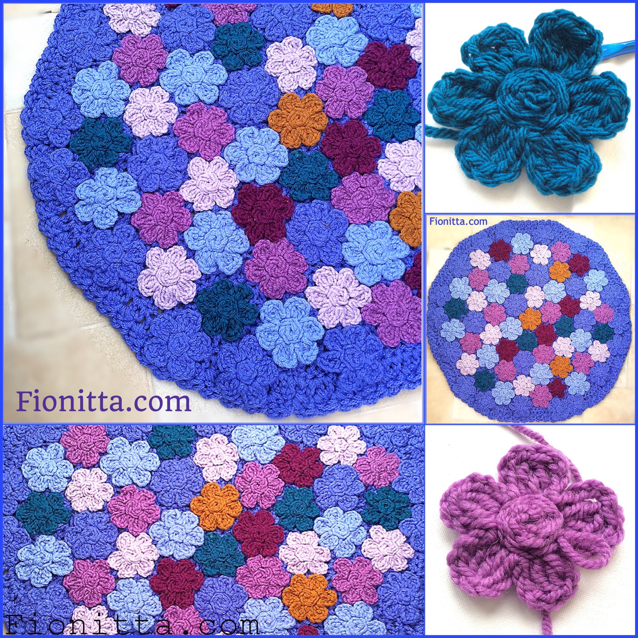Crochet flower rug Fionitta crochet