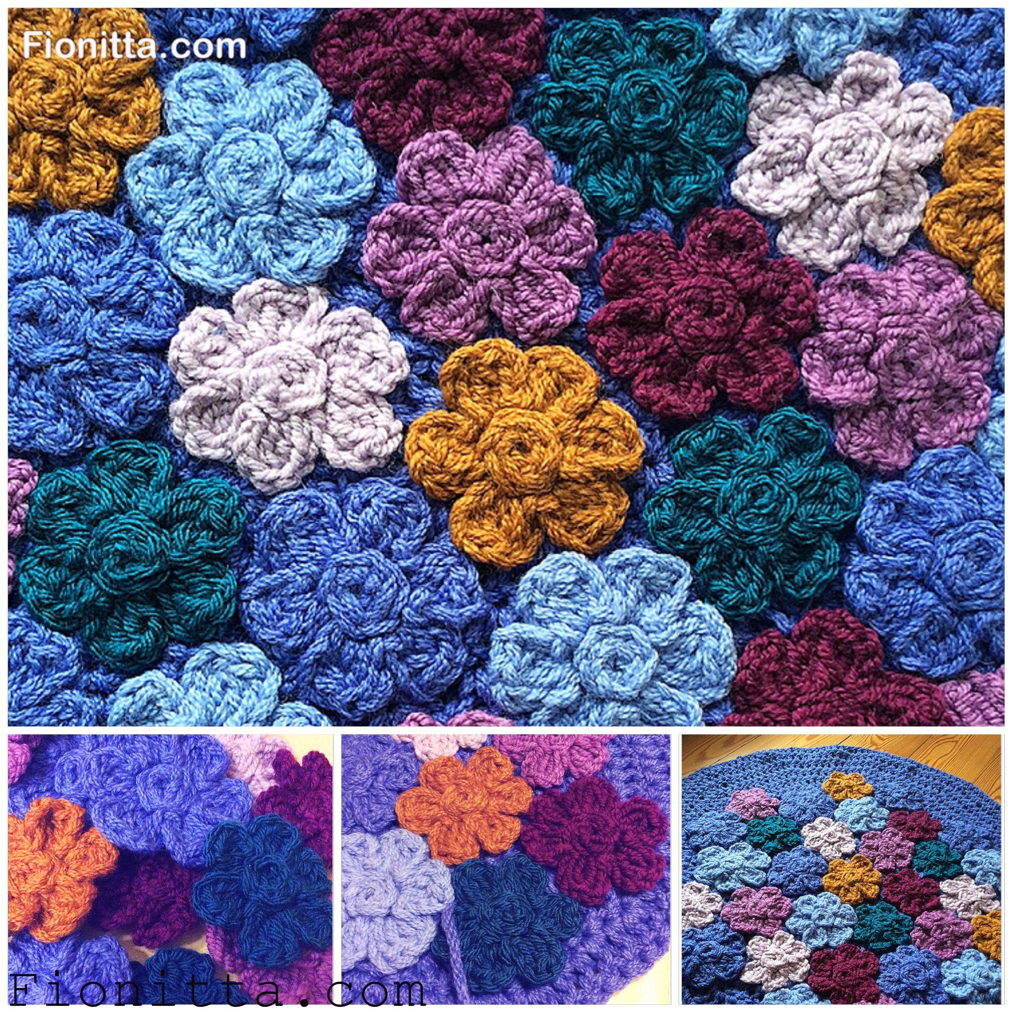 Crochet flower rug Fionitta crochet