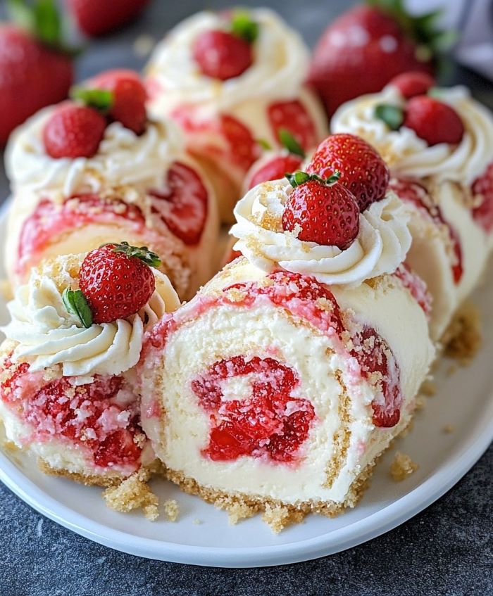 Strawberry Shortcake Cheesecake Rolls Homemade Recipes