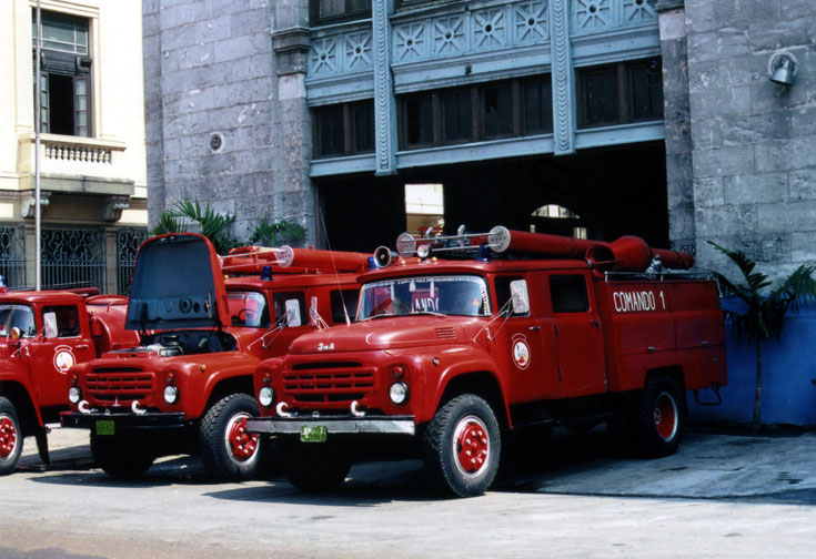 Fire Engines Photos Zils outside Fire Station at Havana, Cuba