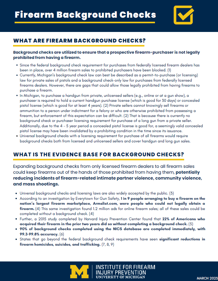 Policy Briefs Institute for Firearm Injury Prevention