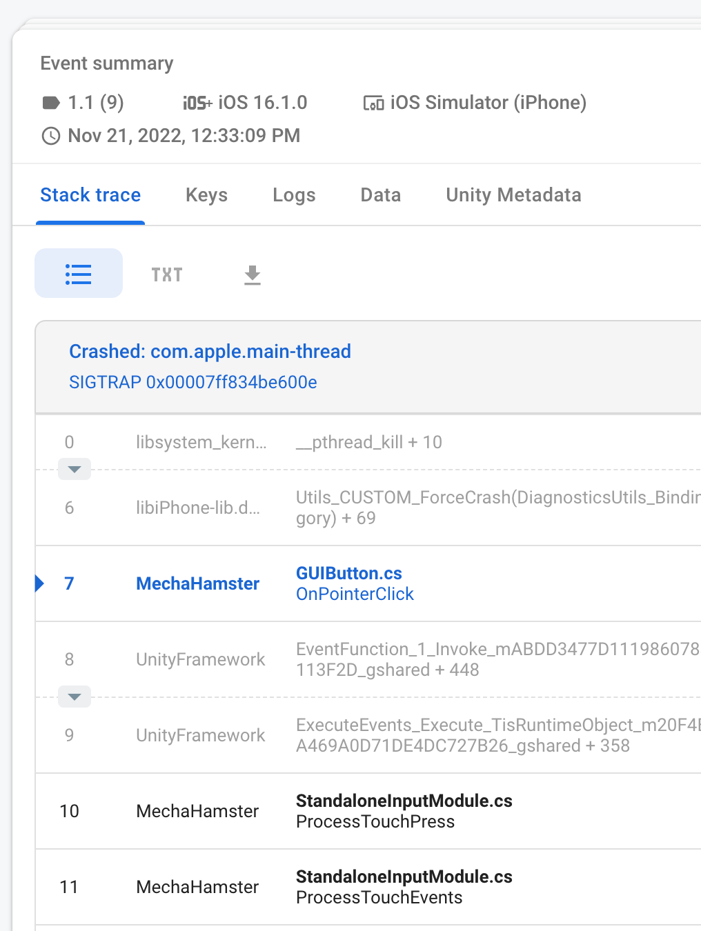 Understand a Unity game's crashes using advanced Crashlytics features