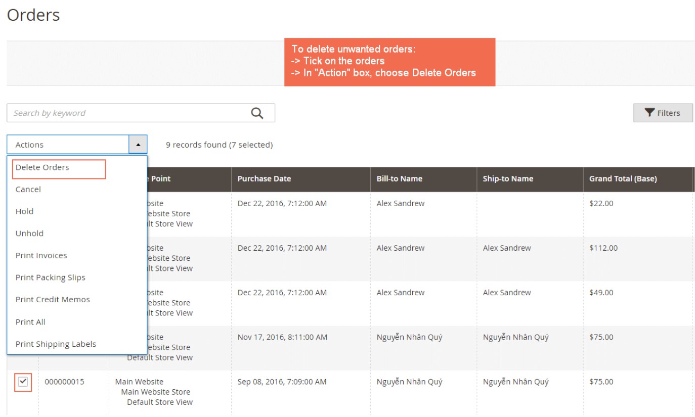 Delete Order Extension for Magento 2 FireBear