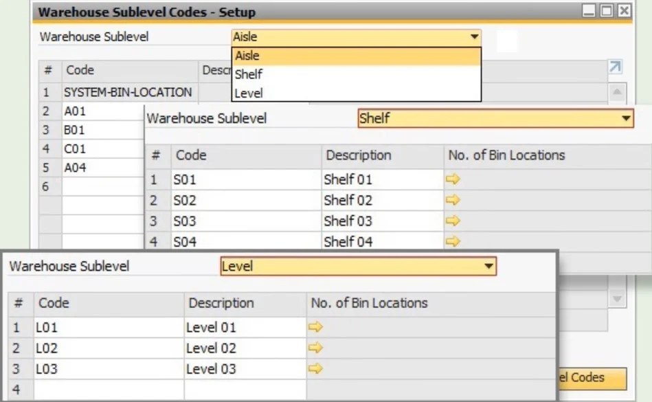SAP Business One InDepth Review Inventory (Warehouses, Sublevels