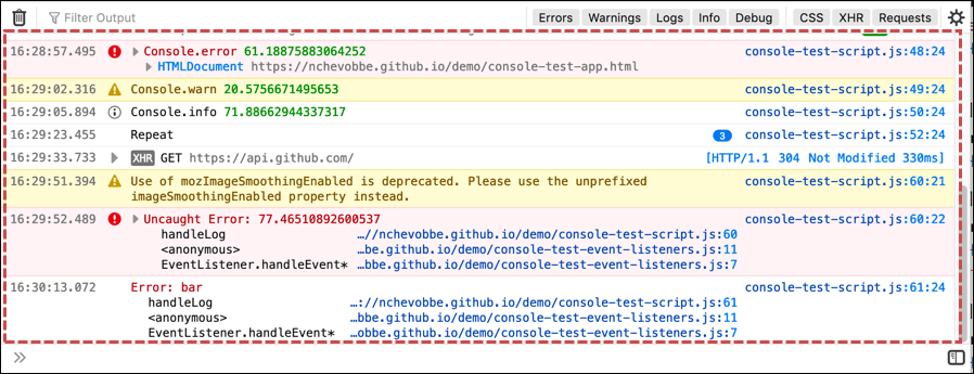 Console messages — Firefox Source Docs documentation