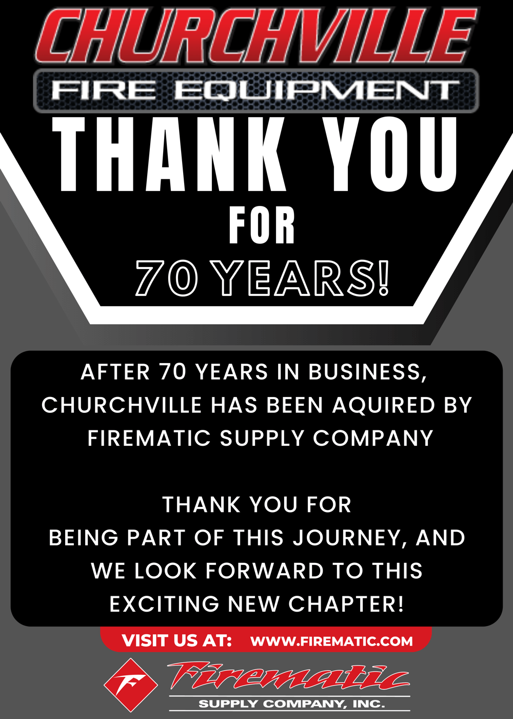 Churchville Fire Equipment is now part of Firematic Supply Co.