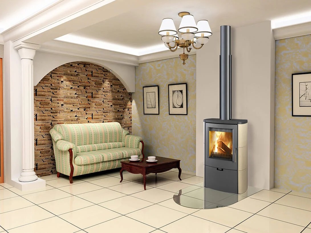 Euro Falun Ceramic Freestanding Wood Fireplace