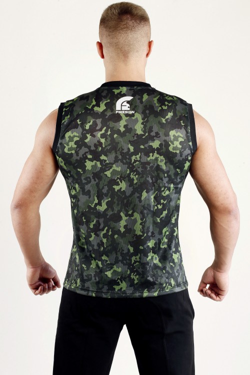 Rainforest Green Camouflage Mesh Basketball Tank Top for Man